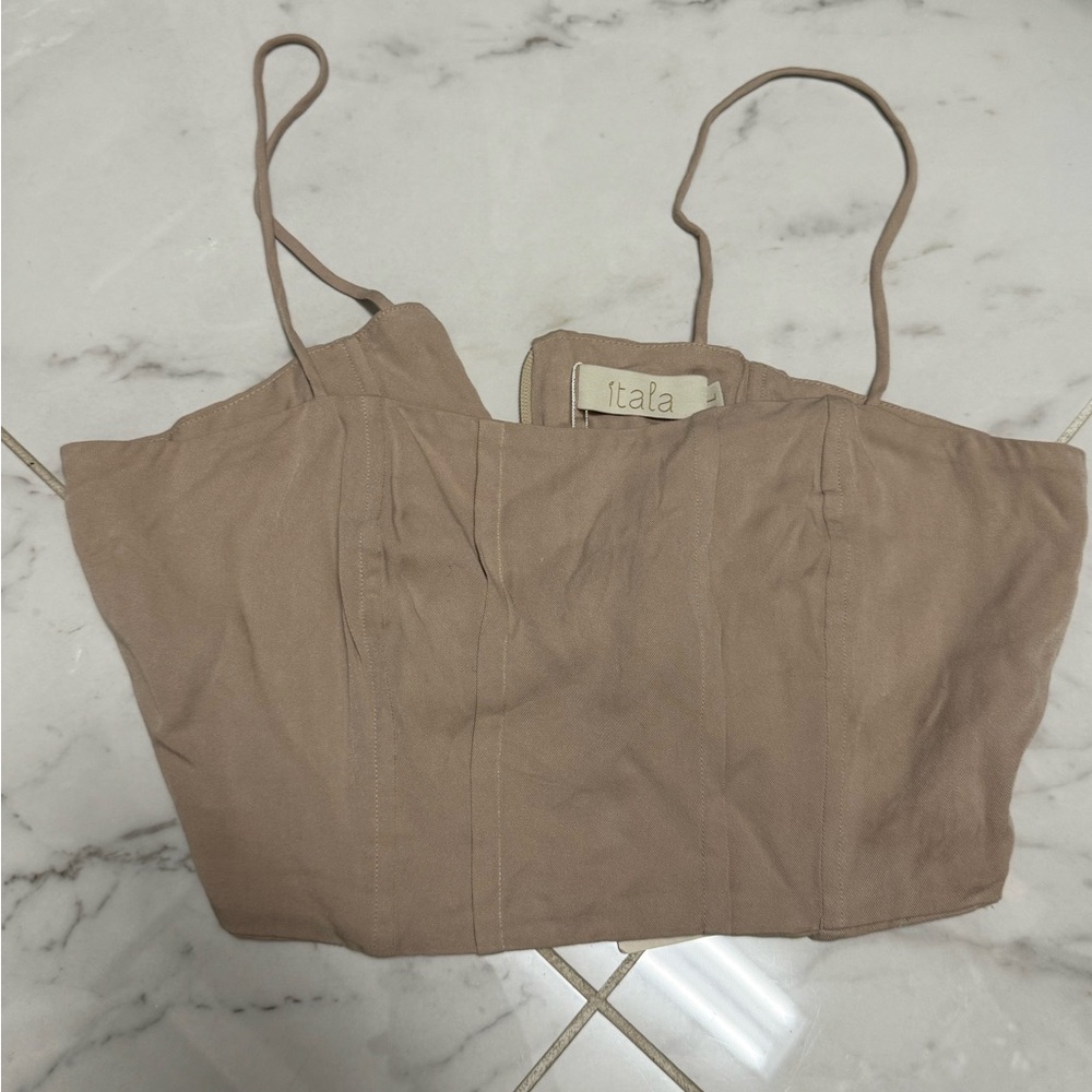 Women's beige nude Italia corset crop Top